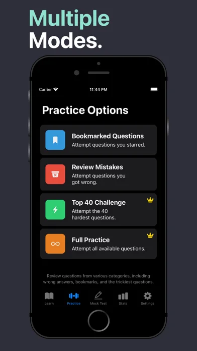 DriveTrain practice modes screen